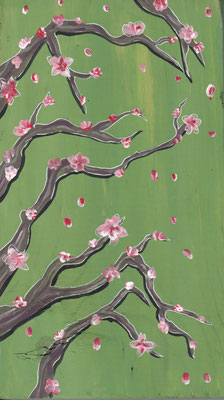 "Cherry Blossoms" acrylic on wood