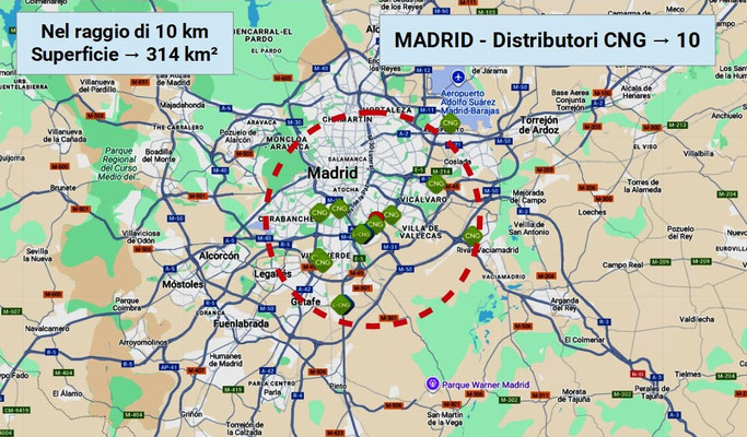 Madrid → CNG stradali nel raggio di 10 km