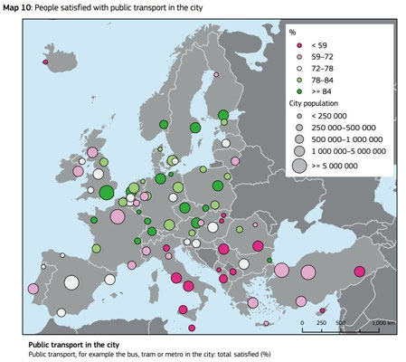 Soddisfazione del Trasporto pubblico in %