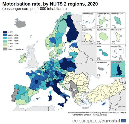 Tassi motorizzazione nazionali EU