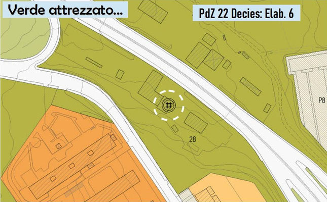 Mappa urbanistica PdZ 22 Variante Decies zonizzazione verde attrezzato Area distributore ENi.