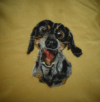 Hund Filztier Tierportrait