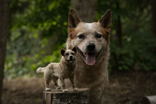 realistisches Filztier Hund handgefertigt aus Schafwolle