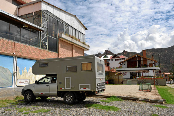 Unser Stellplatz beim Hotel Oberland.