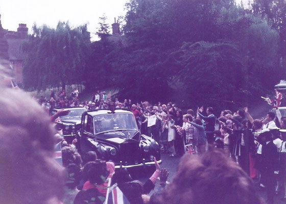 The Queen passing through the village, 7th June 1977.