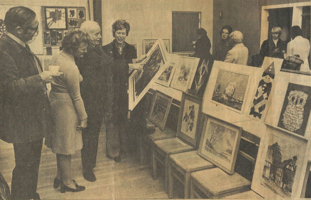 1974 Exhibition, George Fentham School. L - R: Alan Jacomb, Pat Adams, Ossie Webb, Becky Forman.