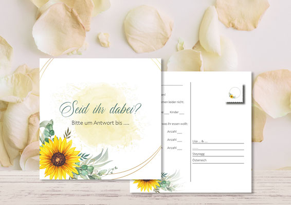 Antwortkarte Hochzeit "Sonnenblume"