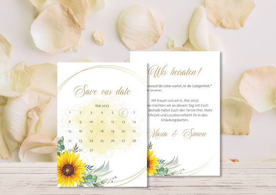 Save the date Karte Hochzeit "Sonnenblume"