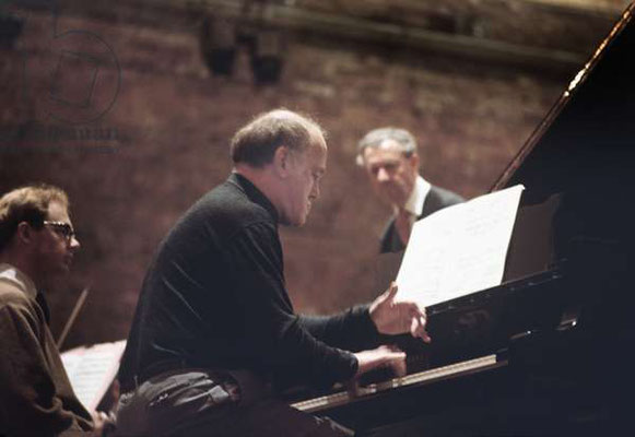 Aldebrugh Festival. SR with festival director and Britten June 1967