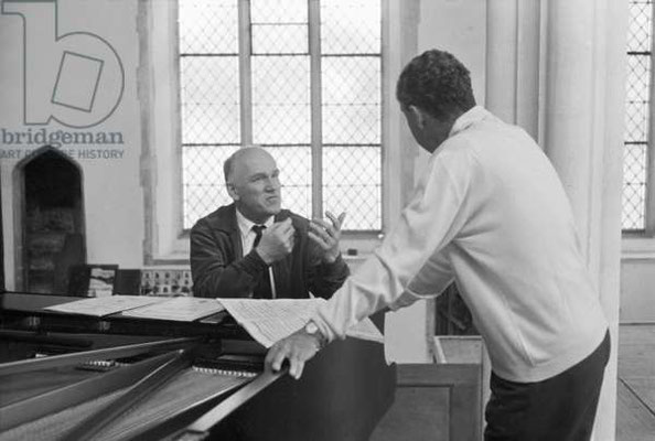 Recording session for a Mozart piano concerto No.27, Aldeburgh Festival, Suffolk, 1965