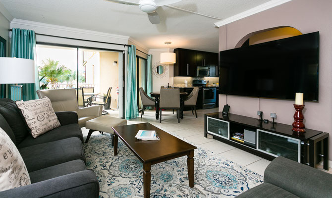 Cayman Reef #60 Living Room with 70" TV