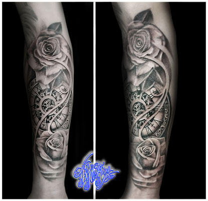 Blue Magic Pins tattoo Genk Belgium black and grey realistic tattoos