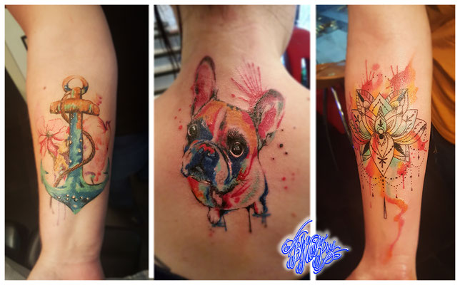 Blue Magic Pins tattoo Genk Belgium color tattoo watercolor realistic