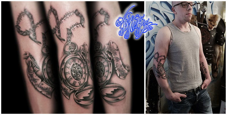 Blue Magic Pins tattoo Genk Belgium black and grey realistic tattoos