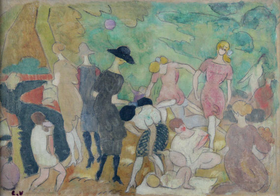 Adjugé 17 690 € - VALTAT Louis, Jeux d'enfants au Bois de Boulogne, huile sur papier, 38 x 55 cm