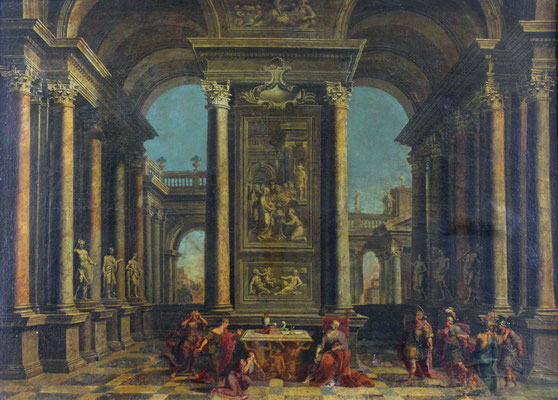 Adjugé 17 100 € - ORLANDI Stefano, attribué à, Scène animée dans un palais antique, huile sur toile, 96 x 132 cm