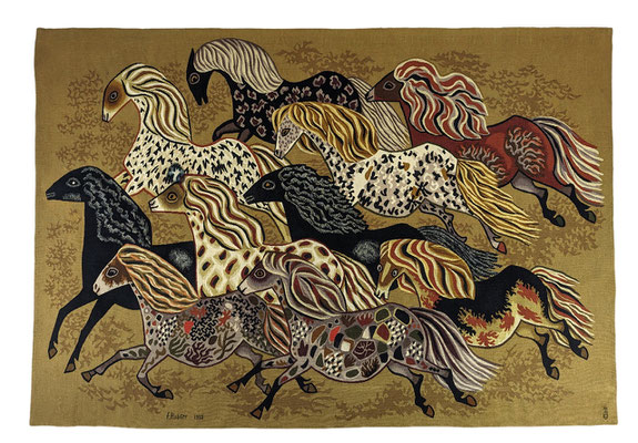 DOM ROBERT (Guy de CHAUGNAC-LANZAC dit), et Ateliers TABARD à AUBUSSON, Heurte bise, carton de 1958, tapisserie, 192 x 280 cm. Ancienne collection Arcelor Mittal