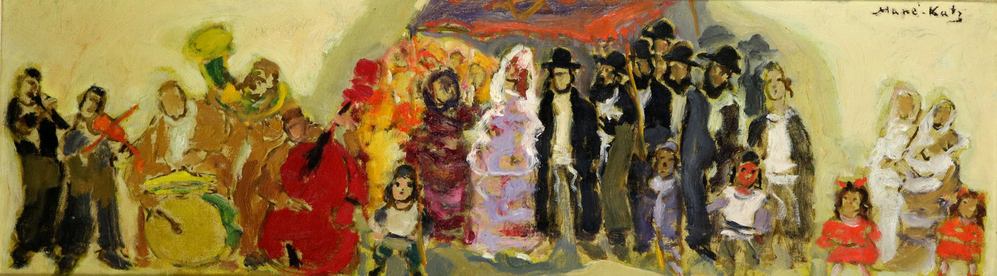 Adjugé 29 790 € - MANE-KATZ, Noces juives, huile sur toile, 31 x 95 cm