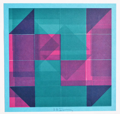 H. H. Zimmermann, Titel: Variationen der Schichtung, Technik: Buchdruck, 1984, 30 x 30 cm