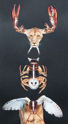 Ines Krupp, Titel: Variationen I, 2013, Fotocollage und Gouache, 70 x 40 cm (mit Rahmen)