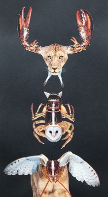 Ines Krupp, Titel: Variationen I, 2013, Technik: Fotocollage und Gouache, 70 x 40 cm (mit Rahmen)