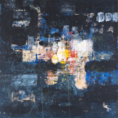 Hansjörg Krehl, Titel: Irrfahrt, 2011, Technik: Acryl auf Spanplatte, Format: 100 x 100 cm