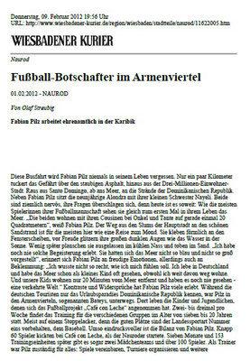 „Fußball-Botschafter im Armenviertel" - Wiesbadener Kurier - Februar 2012