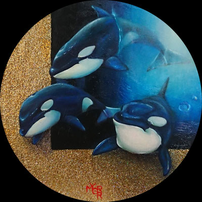 SILENT AQUARIUMーORCAー／oil on canvas・25cm circle・2023