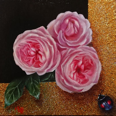 ROSE & LADYBEETLE／oil on panel・S0(180×180)・2023