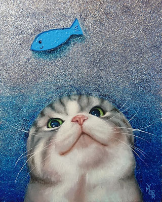 CAT & FISH／oil on canvas・F3(273×220)・2023