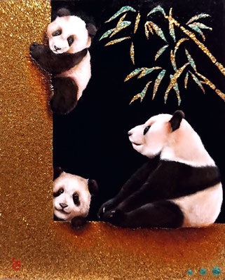 SILENT ZOOーPANDA FAMILYー／oil on panel・F3(273×220)・2023