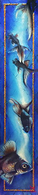 SILENT AQUARIUMーBLACK GOLDFISHー／oil on canvas・36×7.2cm・2024