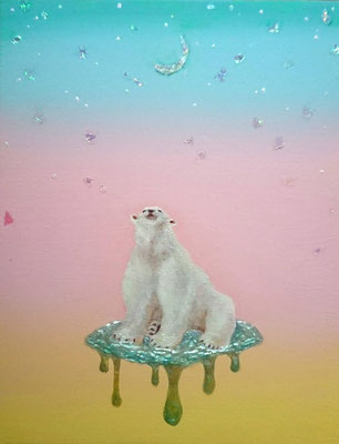  TWINKLE MOON ーWHITE BEARー／acrylic on canvas・F0(180×140)・2025