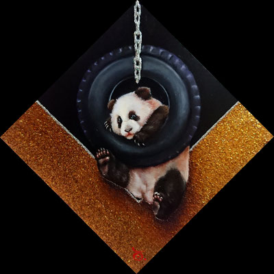 SILENT ZOOーPANDA & TYREー／oil on panel・S0(180×180)・2024