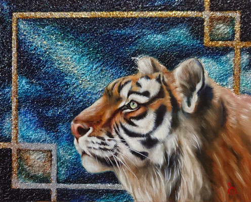 TIGER & NIGHT SKY／oil on panel・F3(220×273)・2024
