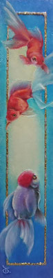SILENT AQUARIUMーWHITE GOLDFISHー／oil on canvas・36×7.2cm・2024