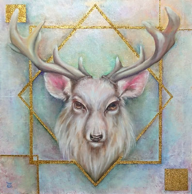 WHITEーDEERー／oil on panel・S20(727×727)・2023