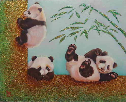 SILENT ZOOーPANDA SIBLINGSー／oil on panel・F3(220×273)・2024