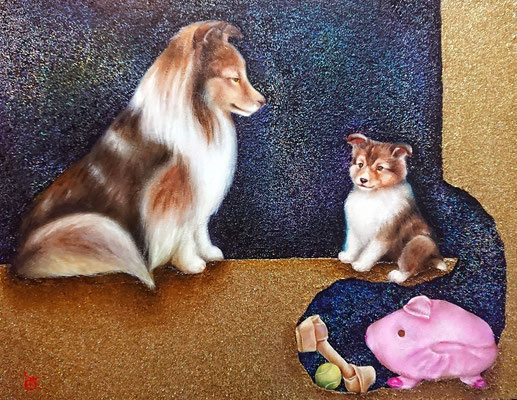 ひみつのほらあな／oil on panel・F6・2024