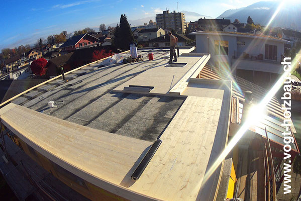 der Dachdecker kann nun seine Arbeit auf unserer Arbeit weiterführen