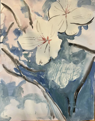 Sakura, Aquarell auf Papier, 2025