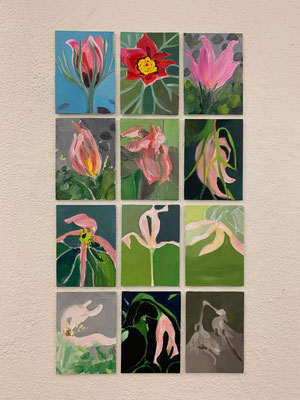 Blühen und verwelken, Acryl auf Panelen, 2020