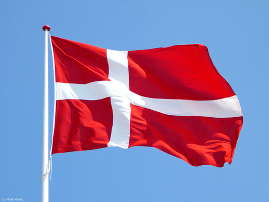 Danish national flag waving in the wind