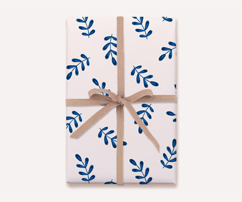 Geschenkpapier – Blaue Blätter