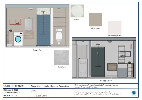 projet 3D salle de bains; Chinon; Isabelle Mourcely-DécorationDécoratrice UFDI Tours-Chinon 37 Centre Val de Loire