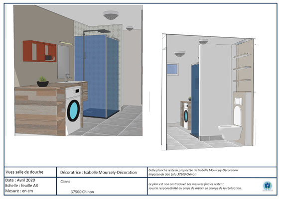 projet 3D salle de bains; Chinon; Isabelle Mourcely-DécorationDécoratrice UFDI Tours-Chinon 37 Centre Val de Loire