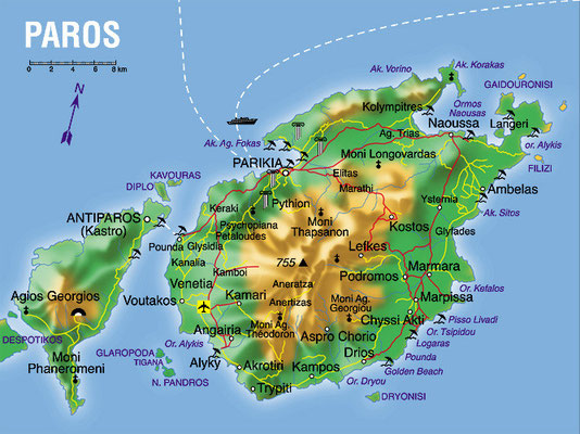 Paros • Création carte touristique / Édition : Les Créations du Pélican • © recreacom.fr - Studio de création Christophe Houlès