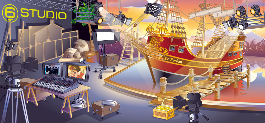 Paillou au studio de cinéma - Courtepaille - Illustration : Christophe Houlès