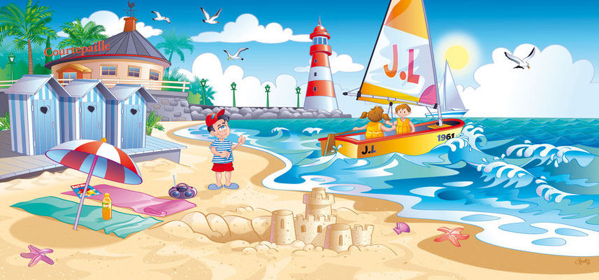 Paillou à la plage - Courtepaille - Illustration : Christophe Houlès