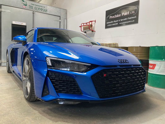 AUDI R8 SPYDER Stone chip damage repair by7 Precision Paint Front View